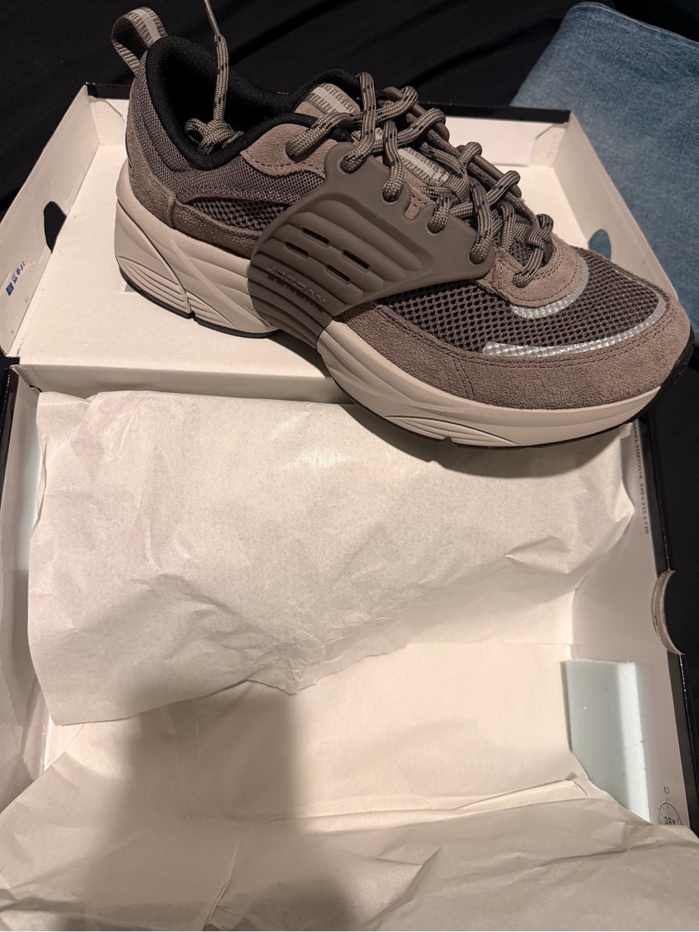 Jordan Men's Taupe and Black Layered Mesh Sneaker